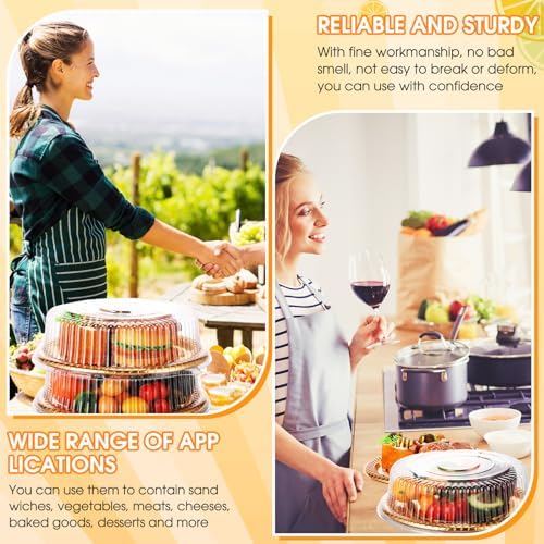 Nitial 36 Pcs Plastic Serving Trays with Lids, Round, Gold, 12 Inches - Image 6