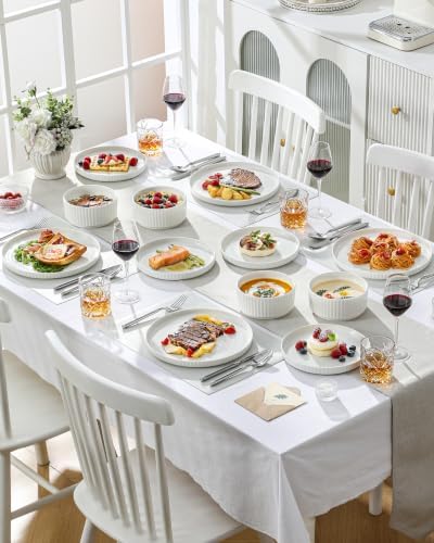 MALACASA Porcelain 12 Pieces Plates and Bowls Set, Dinnerware Set for 4 - Image 7