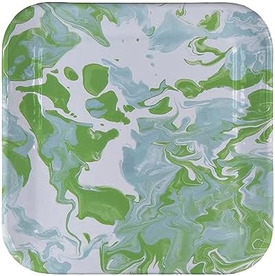 Golden Rabbit Enamelware Square Plates, 10.5 inch, Modern Monet, Set of 2 - Image 2