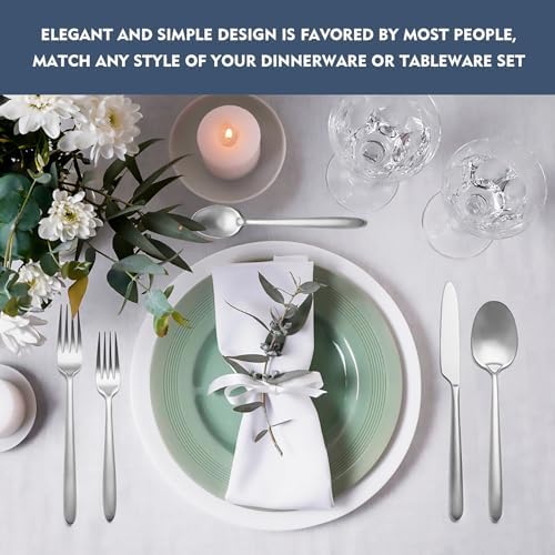 Heavy Duty Silverware Set, EIUBUIE 40-Piece Premium Stainless Steel Flatware Sets For 8, Matte Brushed Finish Cutlery Tableware Modern Kitchen Utensils Set for Home Restaurant, Dishwasher Safe - Image 7
