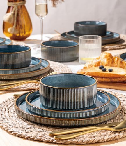 GBHOME Stoneware Dinnerware Sets for 6, 18-Piece Plates and Bowls Set - Image 6