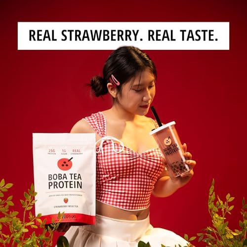 Strawberry Milk Tea | 25g Grass-Fed Whey Protein Isolate Powder | Gluten-Free & Soy-Free Bubble Tea Protein Drink | Real Ingredients & Lactose-Free Protein Drink | 25 Servings - Image 5