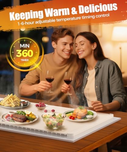 Warming Mat for Food, 26x15 Inch, Off White, Fast Heat, Child Lock - Image 6