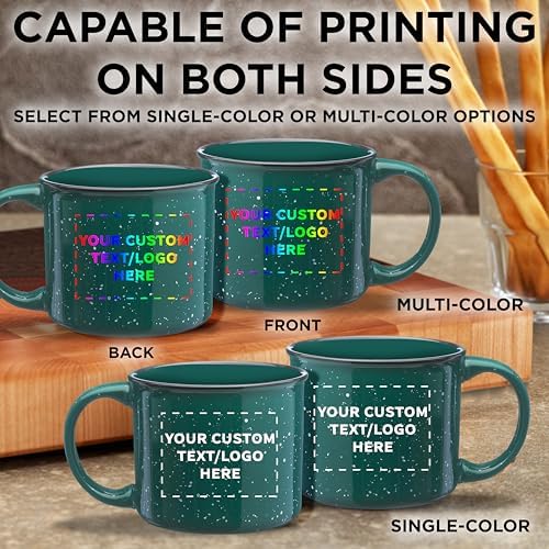 DISCOUNT PROMOS Custom Ceramic Campfire Coffee Mugs 13 oz. Set of 1, Personalized- Perfect for Tea, Espresso, Cappuccino, Hot Cocoa - Green - Image 6