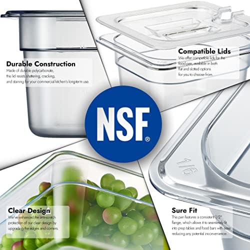 CURTA 12-Pack 1/6 Size 6" Deep NSF Polycarbonate Food Pans | Dishwasher & Freezer Safe Clear Container for Prep Tables, Buffet, Salad Bar, Commercial & Home Kitchen - Image 7