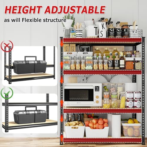 REIBII Storage Shelves Adjustable Metal Shelving 1600LBS Garage Shelves Industrial Metal Shelves 4 Tier Garage Shelving for Warehouse Basement Kitchen Pantry Closet, 11.8" D x 23.6" W x 56.7" H - Image 6
