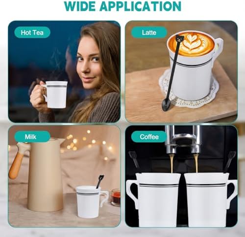 Bokon 100Pcs 8oz White Plastic Tea Cups with Handle & Spoon - Image 5