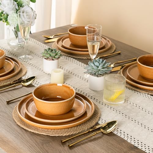 GBHOME Dinnerware Sets for 4, 12 Pieces Ceramic Plates and Bowls Set - Image 7