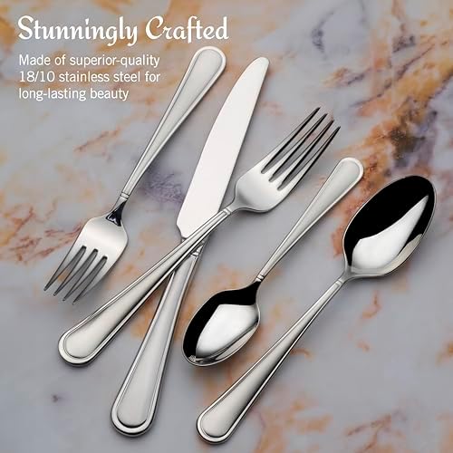 Mikasa, Virtuoso Frost Flatware Service for 12, 65 Piece Set, 18/10 Stainless Steel, Silverware Set with Serving Utensils - Image 6