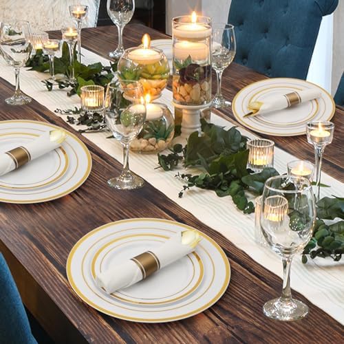 Goodluck 700 Piece Gold Plastic Dinnerware Set for 100 Guests - Image 6