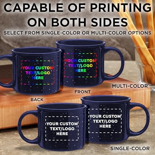 DISCOUNT PROMOS Custom Ceramic Campfire Coffee Mugs 13 oz. Set of 1, Personalized- Perfect for Tea, Espresso, Cappuccino, Hot Cocoa - Blue - Image 6