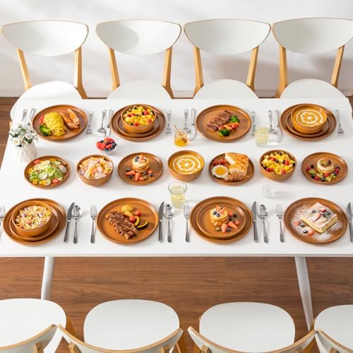 vancasso Plates and Bowls Sets, 24 Pieces Stoneware Dinnerware Set for 8, Ceramic Dish Set for Kitchen, Microwave and Dishwasher Safe, Caramel Yellow, Series ZERMATT - Image 6