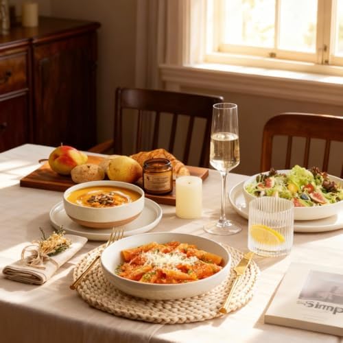 AmorArc Dinnerware Sets for 6, 18 Pieces Ceramic Plates and Bowls Set - Image 6