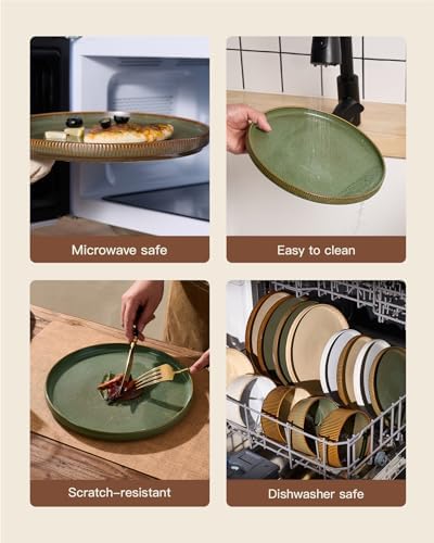 Stoneware Dinnerware Sets, Reactive Glaze Dishes Set for 8 - Image 6