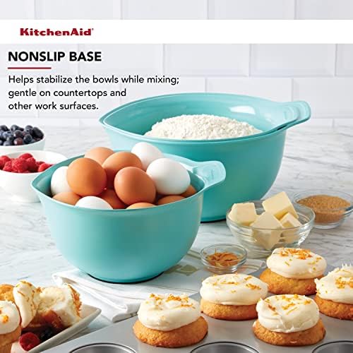 KitchenAid Universal Nesting Plastic Mixing Bowls with Non Slip Base and Pour Spout, Dishwasher Safe, Set Of 3, 2.5 quart, 3.5 quart and 4.5 quart, Aqua Sky - Image 5