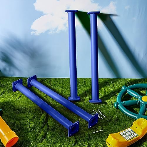 Dunzy 12 Pack Monkey Bars Swing Set Accessories Rods Playset Ladder Rungs Hardware Kit Steel Monkey Bar with Screws for Backyard Playground Equipment Mounting Plates(16.5 Inch,Blue) - Image 6