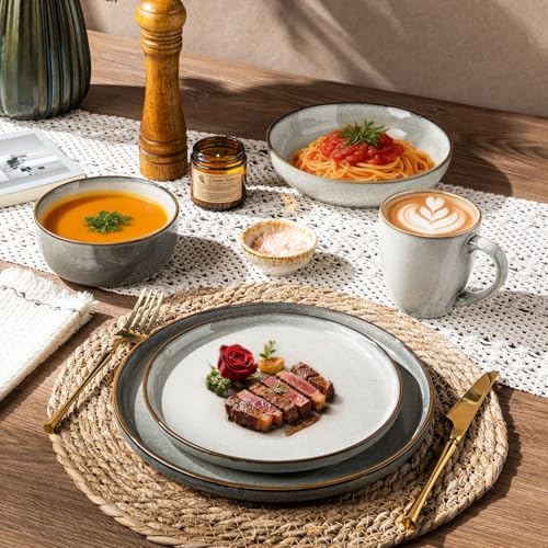 GBHOME Dinnerware Sets for 6, 24 Pieces Ceramic Plates and Bowls Set - Image 7
