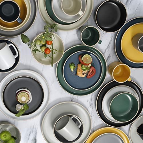 Gibson Home Zuma 16 Piece Round Kitchen Dinnerware Set, Dishes, Plates, Bowls, Mugs, Service for 4, Matte Stoneware, Green - Image 6