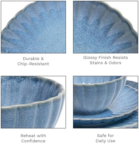 12 Pieces Stoneware Dinnerware Set, Microwave and Dishwasher Safe, for 4 - Image 6