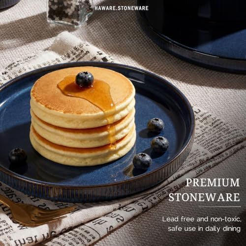 HaWare Dinnerware Sets, Plates and Bowls Set for 2, Reactive Nebula Blue - Image 6