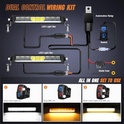 Nilight LED Light Bar with Amber DRL 2 PCS 45 W 12.2 Inch Single RowLights - Image 7