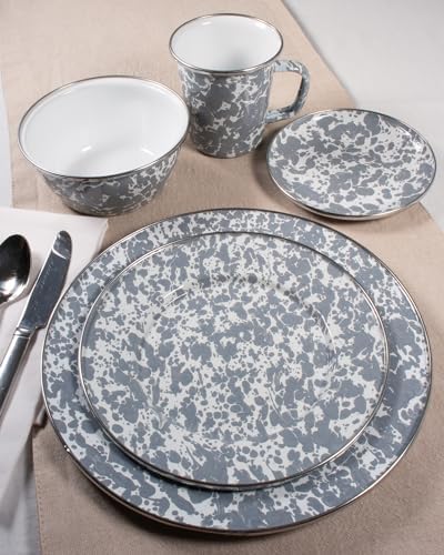Golden Rabbit Enamelware Medium Tray, 15.5 inch, Grey Swirl - Image 3