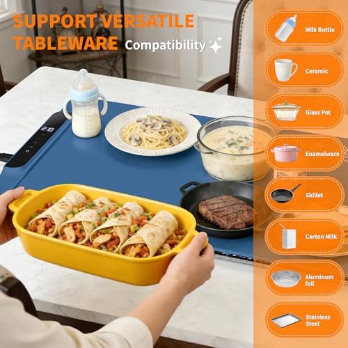 Warming Mat for Food with Heat Resistant Pad for Family Dinner, 35.8"x15.0" - Image 6
