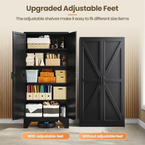Yizosh 72" H Tall Metal Kitchen Pantry Storage Cabinets Cupboard - Image 6