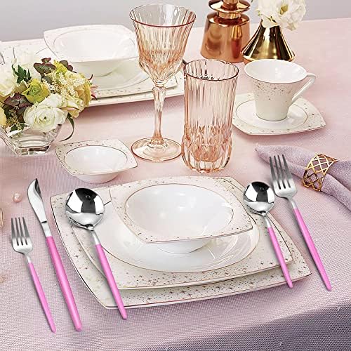 VANVRO Mirror Silver Rosy Silverware Set, 20-Piece Stainless Steel Flatware Set, Satin Finish tableware Cutlery Set, Service for 4, Home and Restaurant, Dishwasher Safe - Image 6