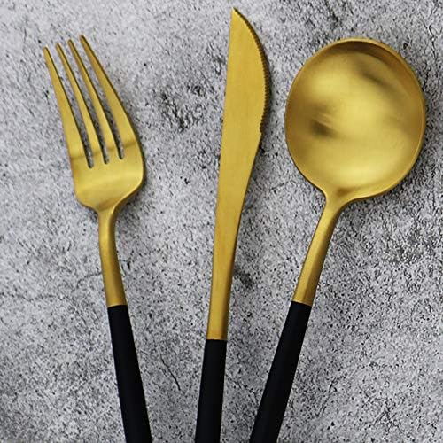 5-Piece 18/10 Stainless Steel Matte Gold Silverware Set, Kitchen Tableware Set, Dishwasher Safe - Image 7