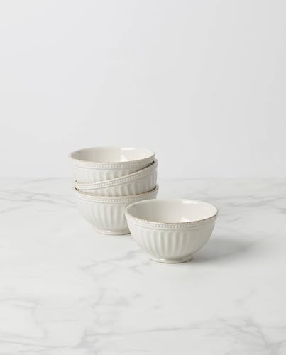 Lenox French Perle Groove White All-Purpose Bowls, Salad Bowl Set for 4 - Image 2