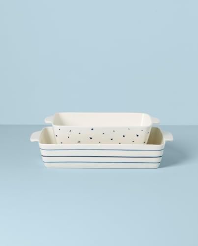 Lenox Blue Bay Dinnerware & Serveware Collection, Porcelain Tableware, Rectangular Baker Set, 2-Piece - Image 2