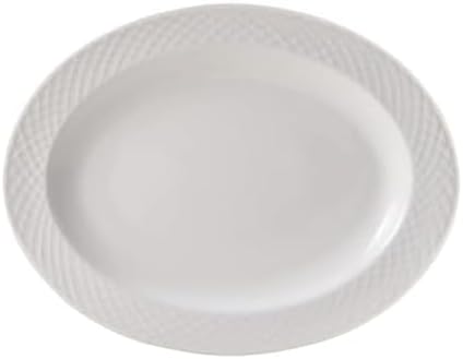 Mikasa Trellis White Bone China Lightweight Chip Resistant Oval Serving Platter, White by Mikasa
