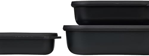 Mepal – Multi Bowl Cirqula 3-Piece Set – Food Storage Container with Lid - Suitable as Airtight Storage Box for Fridge & Freezer, Microwave Container & Servable Dish - 500, 1000, 2000ml - Nordic black by MEPAL