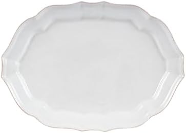 Casafina Ceramic Stoneware 14'' Oval Platter - Impressions Collection, White | Microwave, Dishwasher, Oven & Freezer Safe Dinnerware | Food Safe Glazing | Restaurant Quality Serveware by Casafina
