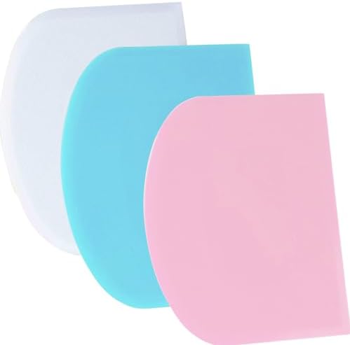 SURDOCA Dough Scraper Bench Scraper - 3P 13x7.9" Plastic Flexible Bowl Scraper, Sharp Edge & Angles Cake Scraper. Non-Slip Bakeware Decorating Tools Sculpting & Modeling Tools - Blue+White+Pink by SURDOCA
