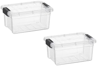 Superio 1.05 Quart Mini Clear Plastic Storage Container with Lid, Stackable Small Organizer Box for Crayons, Art Supplies, Beads, Sewing, Stationery & Food Storage, 2 Pack by Superio
