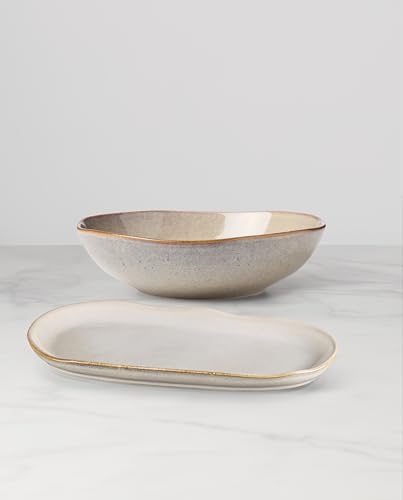 Oneida Organic Shades Oatmeal Stoneware 2-Piece Serving Platter Set - Image 4