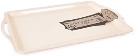 Mintra Home Durable Serving Tray - (1pk, CREAM) Unbreakable, Breakfast, Cafeteria, Fast Food, Handles by Mintra