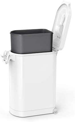 simplehuman Large Pet Food Storage Container, Holds 30-35 lb / 14-16 kg of Dry Dog Food, Cat Food, or Bird Seed, Airtight Lock-Tight Lid with Magnetic Scoop, BPA-Free, White Steel - Image 5