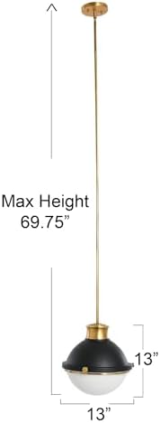 Cameron - 2-Tone Metal and Frosted Glass Ceiling Light, Matte Black and Natural Brass - Image 2