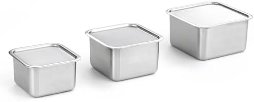 CuBE High 3PCS Set Stainless Steel Food Storage Containers With Lids and 3 Net Kitchen Appliances Dishwasher Safe Premium South Korea by EVERSTEN