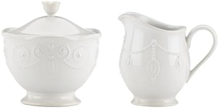 Lenox French Perle Sugar and Creamer, White -, 2.60 LB by Lenox