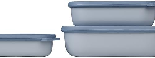Mepal – Multi Bowl Cirqula 3-Piece Set – Food Storage Container with Lid - Suitable as Airtight Storage Box for Fridge & Freezer, Microwave Container & Servable Dish - 500, 1000, 2000ml - Nordic Black by MEPAL
