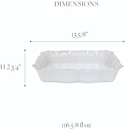 Casafina Ceramic Stoneware 13" x 10" Rectangular Baker - Impressions Collection, White | Oven & Dishwasher Safe Bakeware | Food Safe Glazing | Restaurant Quality Dinnerware - Image 2