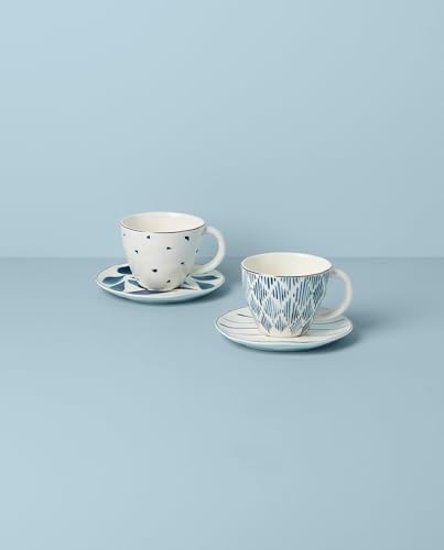 Lenox Blue Bay 4-Piece Teacup & Saucer Set, 2.09, White - Image 2