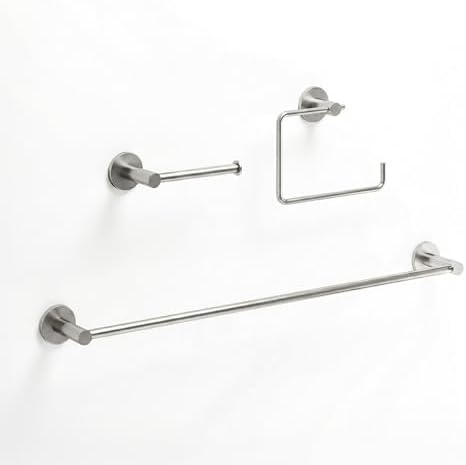 VIGO Cass 3 Pieces Bathroom Hardware Set, 24 inch Towel Bar, Hand Towel Holder, Toilet Paper Holder Wall Mounted, Stainless Steel Bath Accessory Set Brushed Nickel Finish by VIGO
