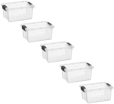 Superio 1.05 Quart Mini Clear Plastic Storage Container with Lid, Stackable Small Organizer Box for Crayons, Art Supplies, Beads, Sewing, Stationery & Food Storage, 5 Pack by Superio