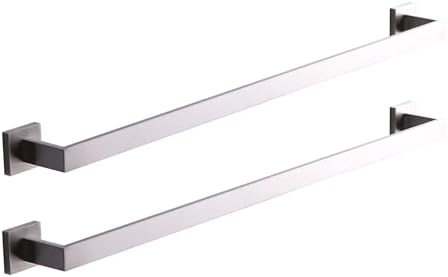 Bath Towel Bar, 32-Inch Towel Racks, Square Thicken Towel Holder, Wall Mounted Shower Towel Rail Hanger, Stainless Steel,Bathroom Accessories (Brushed Nickel, 2 Pack) by XiarnotogiHome