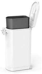 simplehuman X-Large Pet Food Storage Container, Holds 36-44 lb / 16-20 kg of Dry Dog Food, Cat Food, or Bird Seed, Airtight Lock-Tight Lid with Magnetic Scoop, BPA-Free, White Steel - Image 4